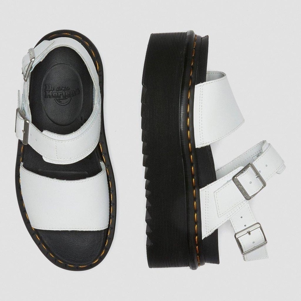 NEW Dr Martens VOSS Hydro White Leather Platform Strap Sandals Woman EU 42 US 10